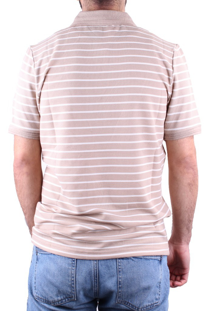 Dagoster  Dmg23-231237 Bej Beyaz Günlük Çizgili Polo Yaka Erkek Ti