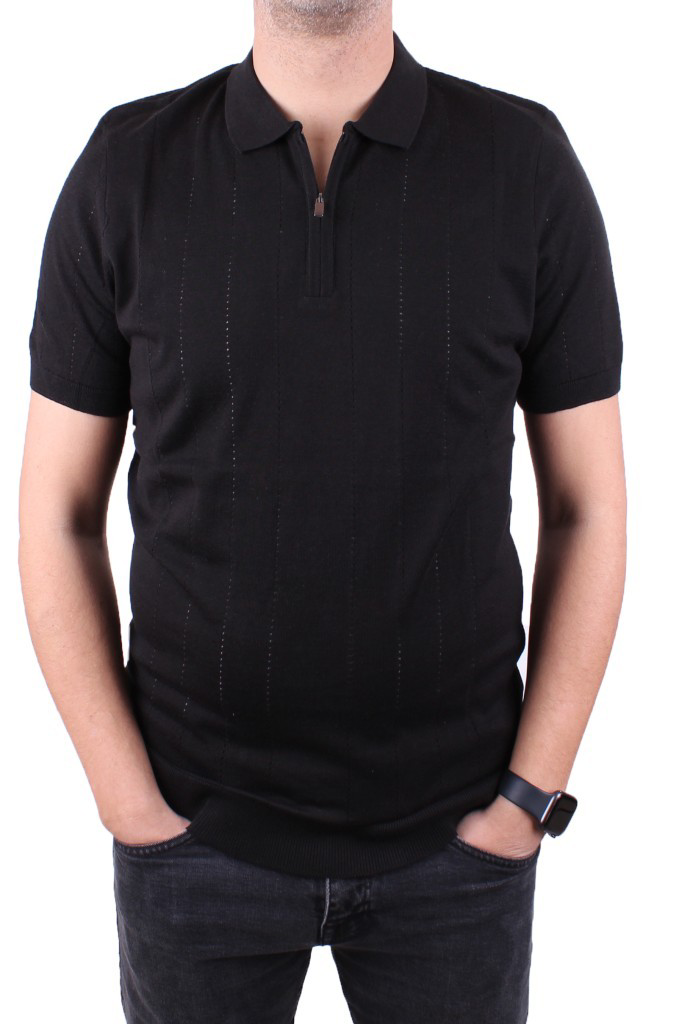 Dagoster  Dmg23-511228 Siyah Günlük Fermuarlı Polo Yaka Erkek Tişö