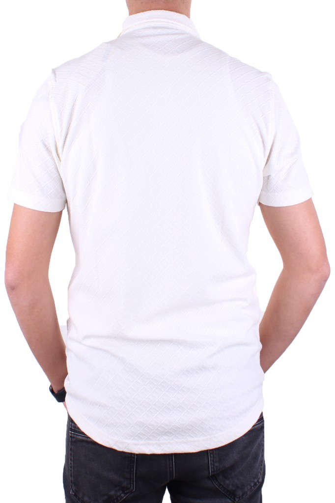 Dagoster  Dmg23-118381 Beyaz Örme Apaj Yaka Dar Kalıp Kısa Kol Erk