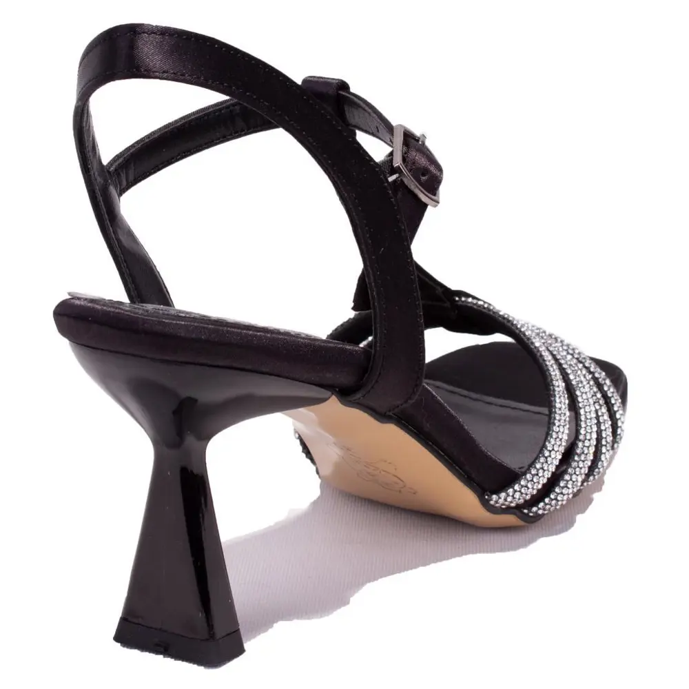 Dagoster DZA07-1125051 Siyah Saten Taşlı Abiye Topuklu Kadın Ayak