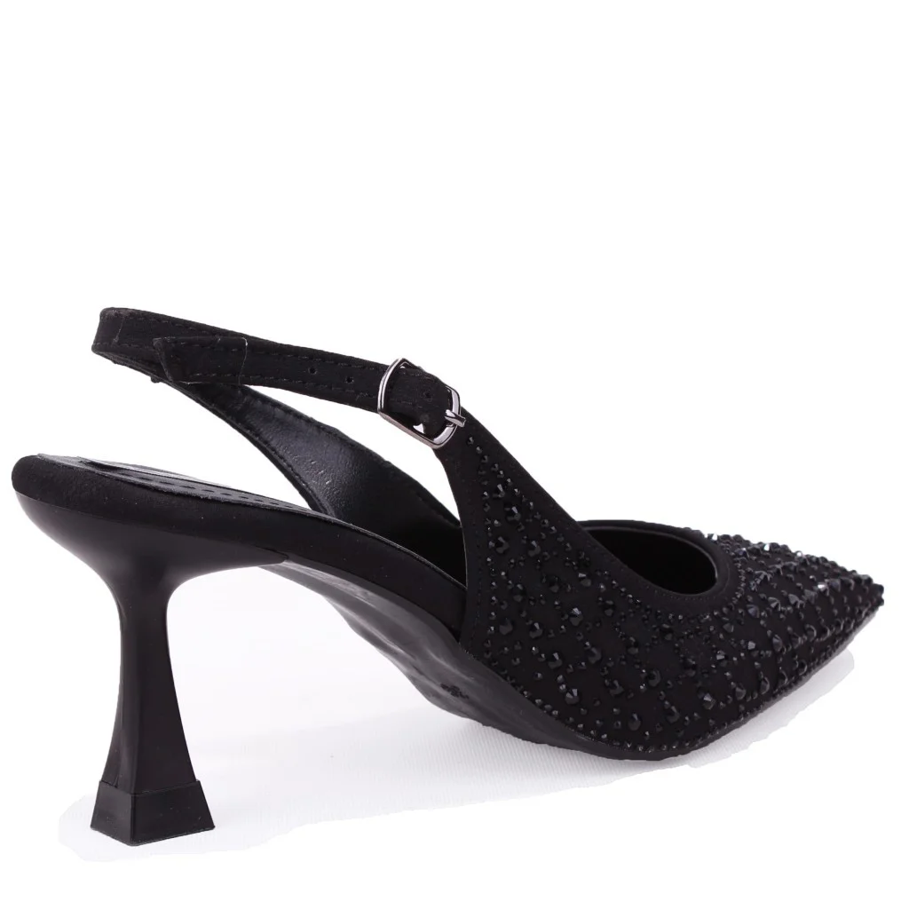 Dagoster DZA07-1143750 Siyah 7,5 cm İnce Topuklu Abiye Kadın Ayak