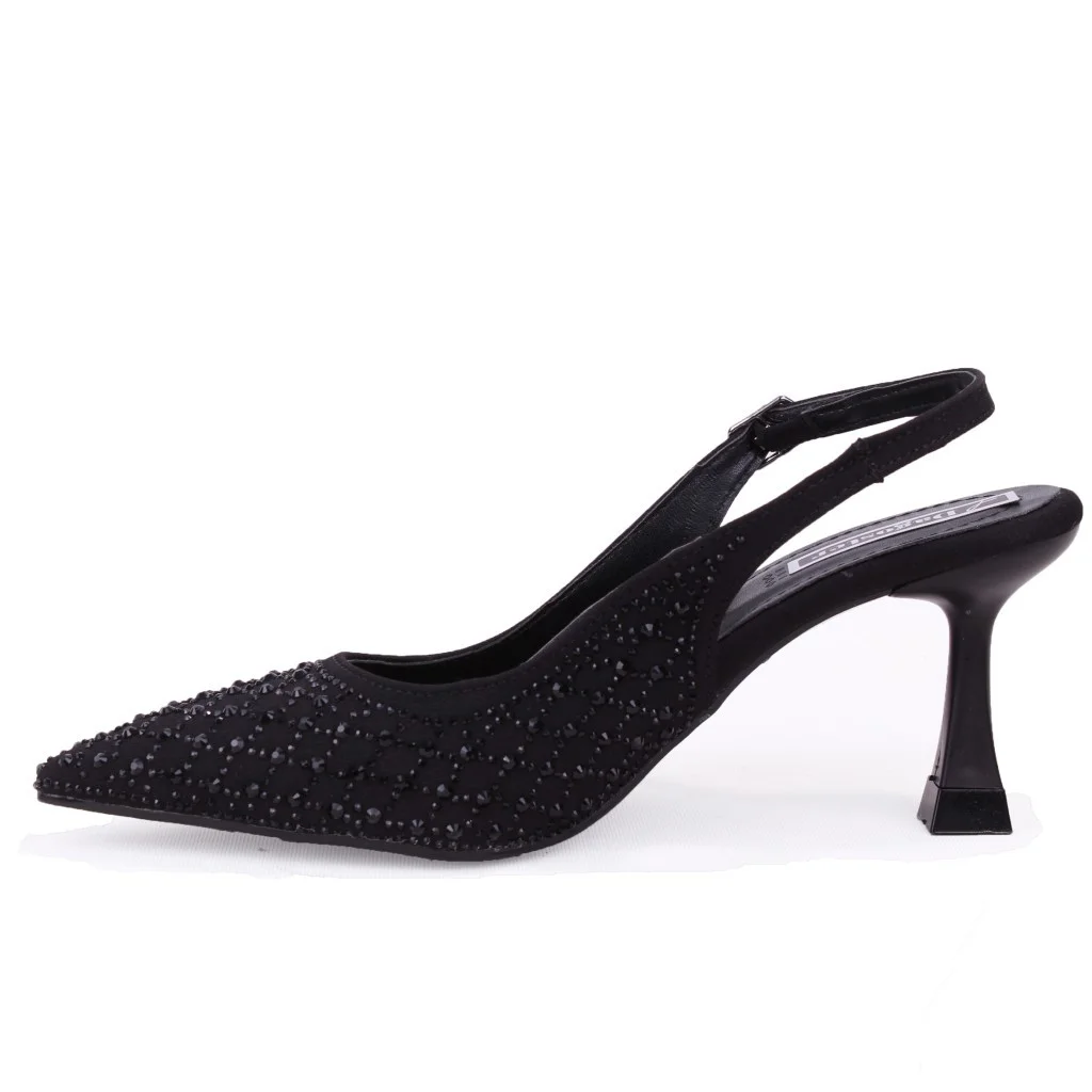 Dagoster DZA07-1143750 Siyah 7,5 cm İnce Topuklu Abiye Kadın Ayak