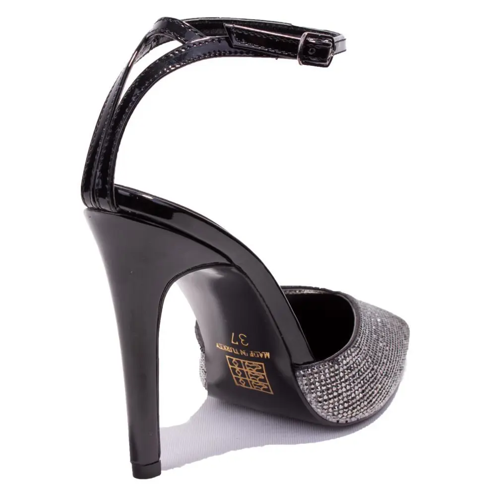 Dagoster DZA07-1240870 Siyah Rugan Taşlı Abiye Topuklu Kadın Ayak