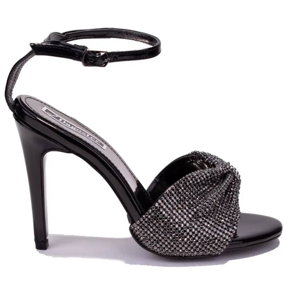 Dagoster DZA07-1240925 Siyah Ayna Taşlı Abiye Topuklu Kadın Ayakk
