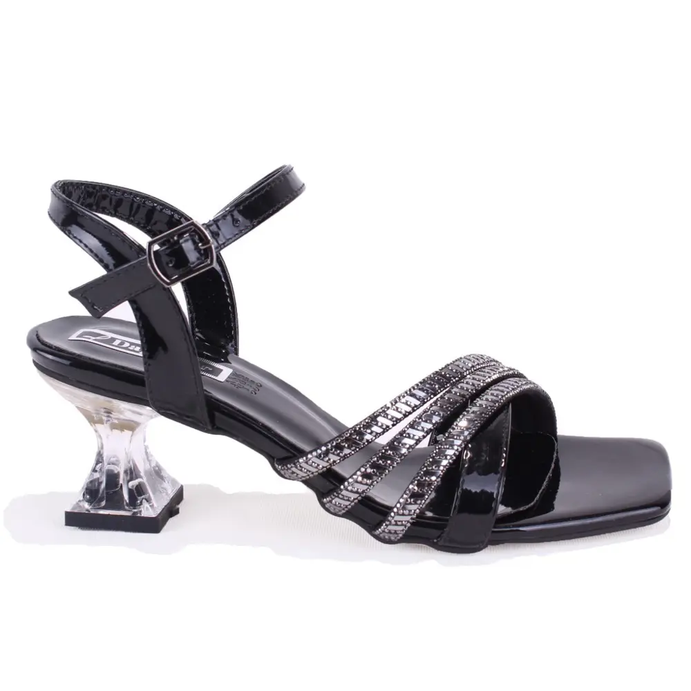 Dagoster DZA07-1284055 Siyah Rugan Şeffaf Topuklu Abiye Kadın Aya