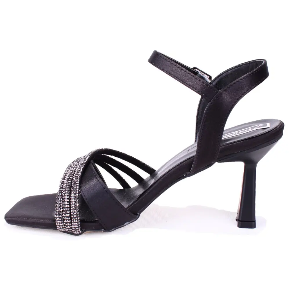 Dagoster DZA07-1284058 Siyah Saten Kısa Topuklu Abiye Kadın Ayakk