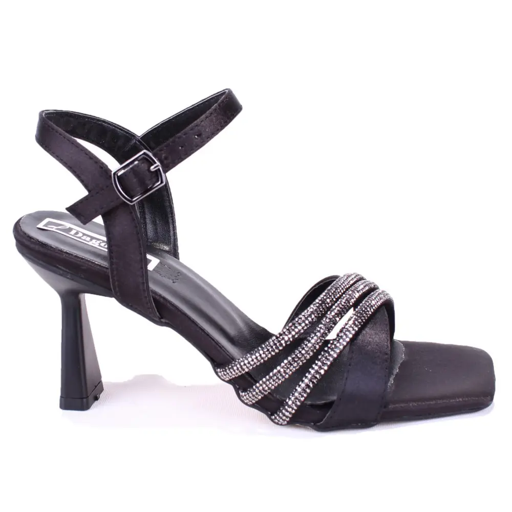 Dagoster DZA07-1284058 Siyah Saten Kısa Topuklu Abiye Kadın Ayakk