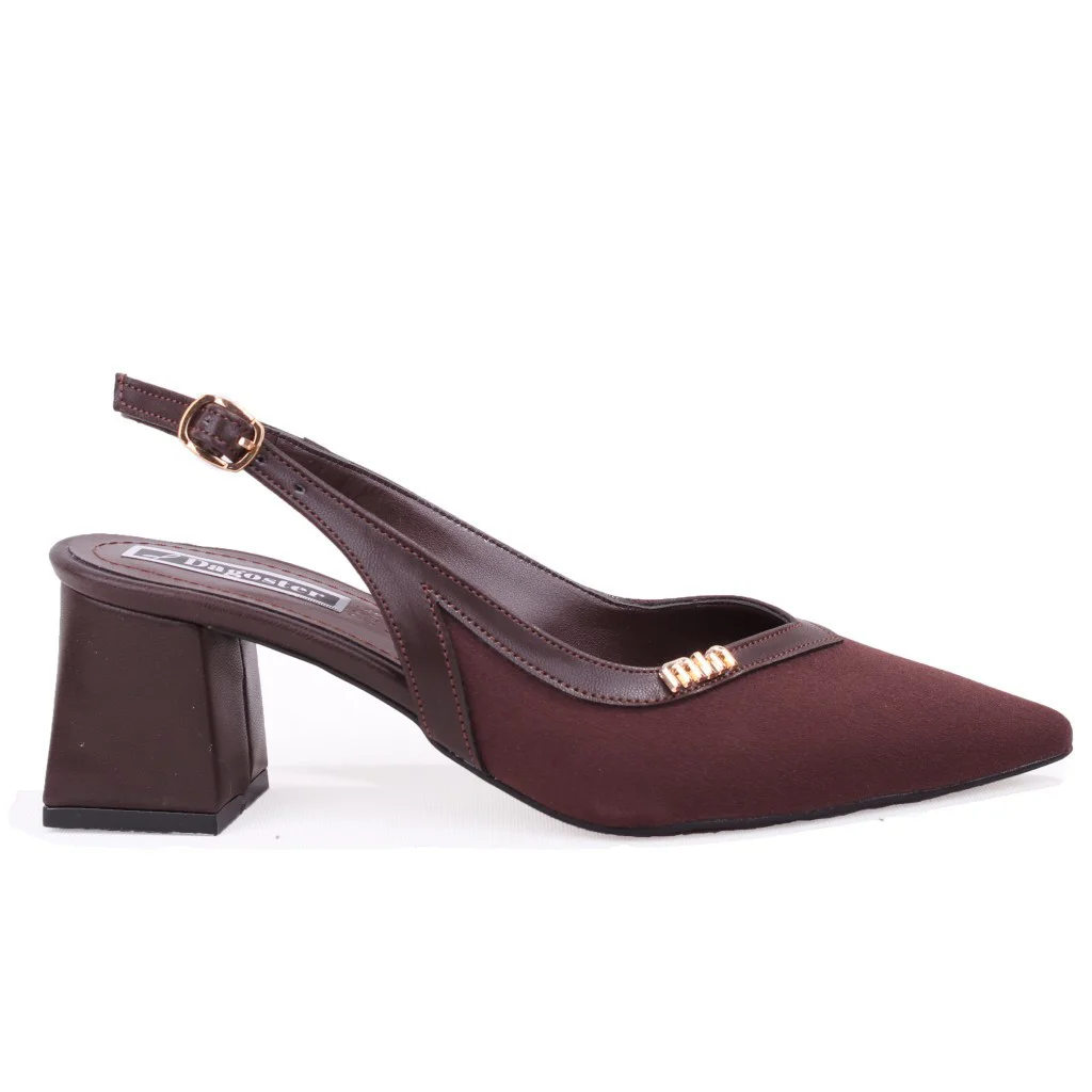 Dagoster DZA07-1296034 Kahve 7 cm Kalın Topuklu Klasik Kadın Ayak