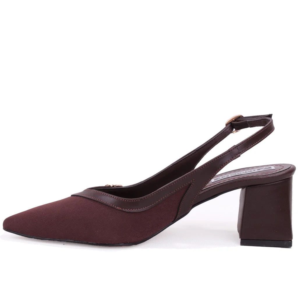 Dagoster DZA07-1296034 Kahve 7 cm Kalın Topuklu Klasik Kadın Ayak