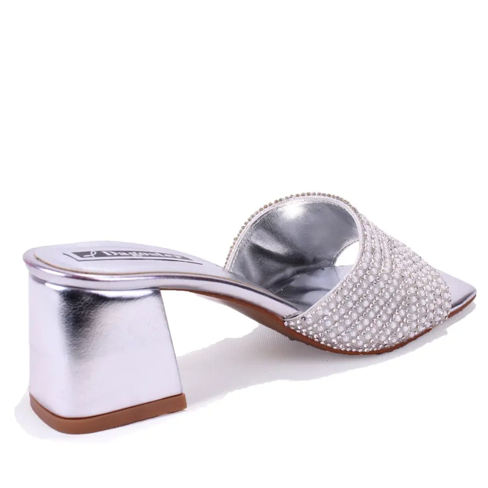 Dagoster DZA07-1296103 Gümüş Topuklu Abiye Kadın Terlik Dagoster DZA07-1296103 Gümüş Topuklu Abiye Kadın Terlik