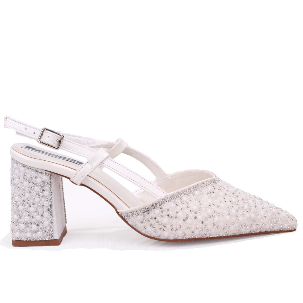 Dagoster DZA07-1296600 Sedef Taşlı 8,5 cm Kalın Topuklu Abiye Kad