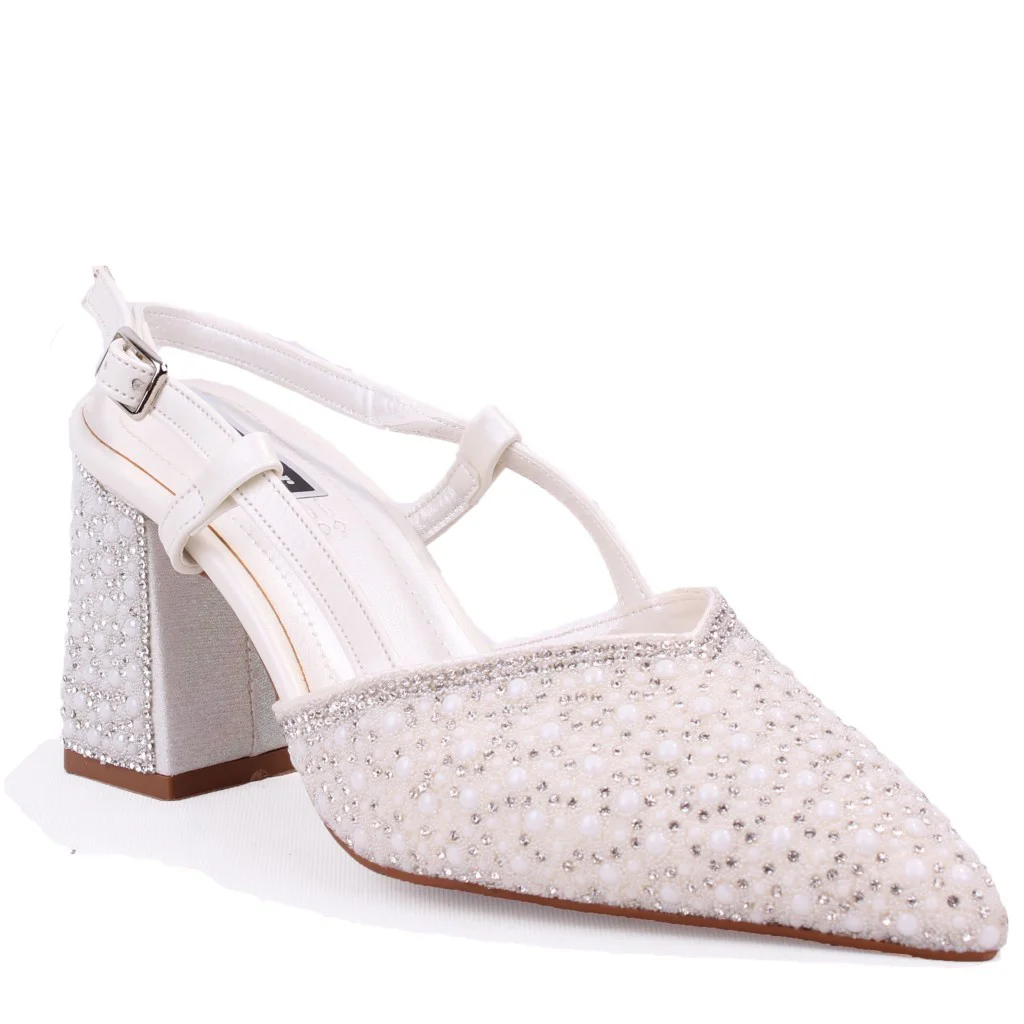 Dagoster DZA07-1296600 Sedef Taşlı 8,5 cm Kalın Topuklu Abiye Kad