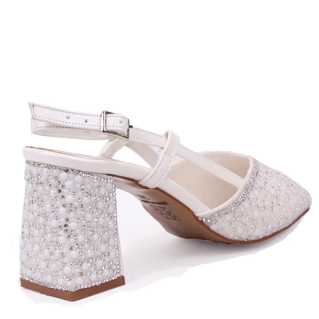 Dagoster DZA07-1296600 Sedef Taşlı 8,5 cm Kalın Topuklu Abiye Kad