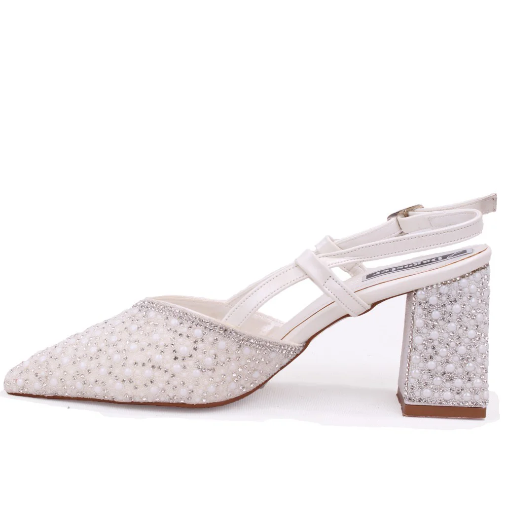 Dagoster DZA07-1296600 Sedef Taşlı 8,5 cm Kalın Topuklu Abiye Kad