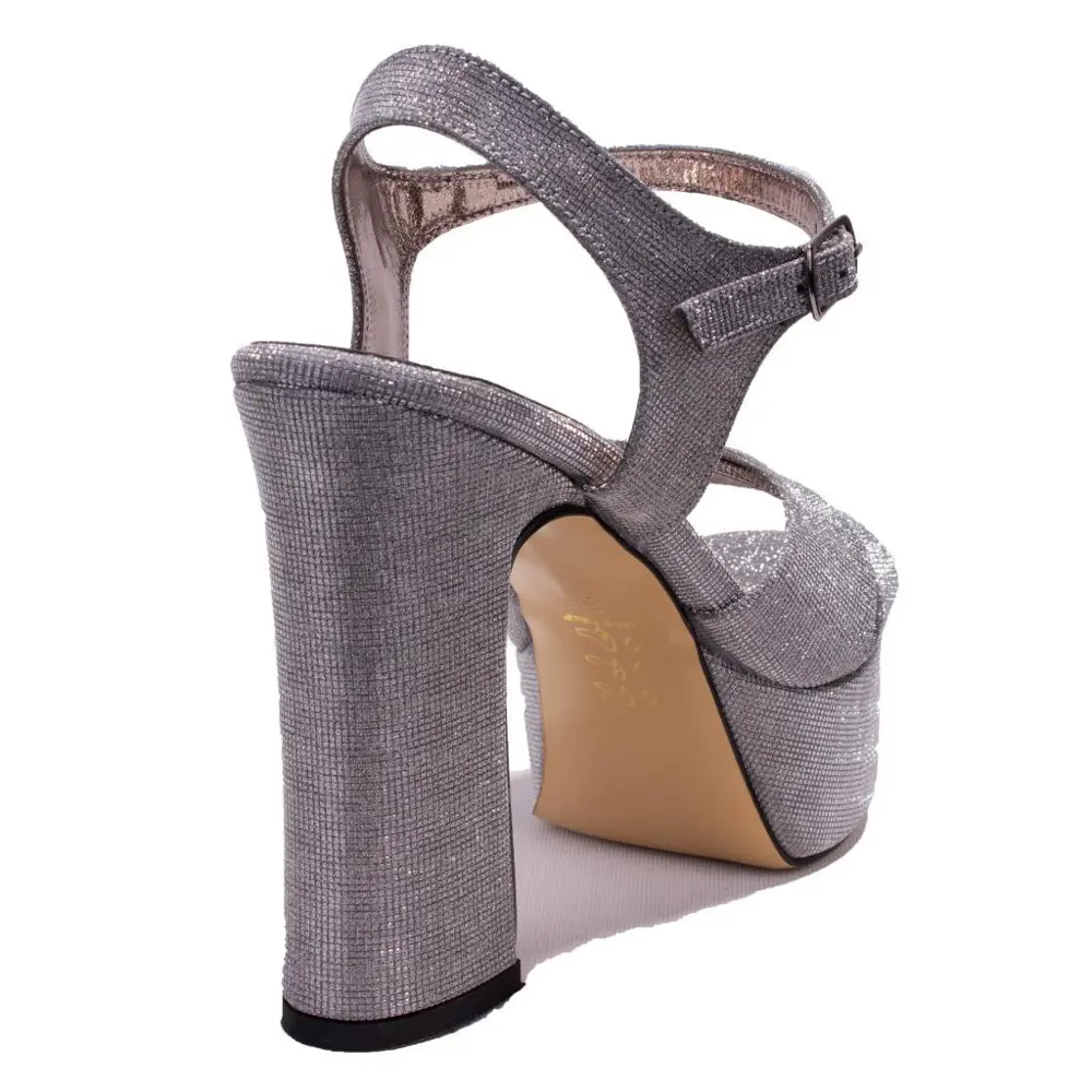 Dagoster DZA07-337350 Platin Simli Tek Bant Platform Topuklu  Kad