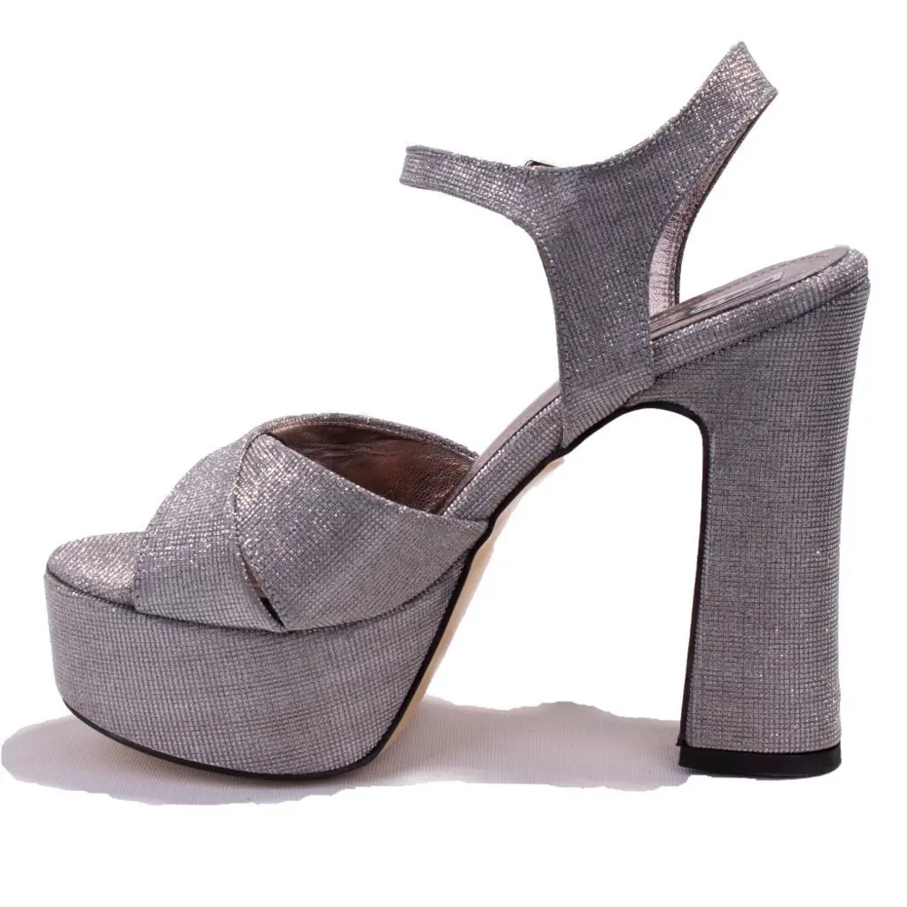 Dagoster DZA07-337350 Platin Simli Tek Bant Platform Topuklu  Kad