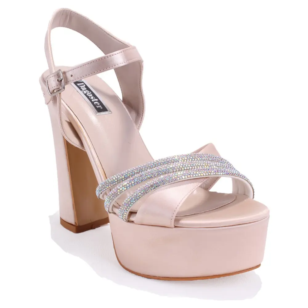 Dagoster DZA07-337351 Ten Saten Platform Topuklu  Kadın Ayakkabı