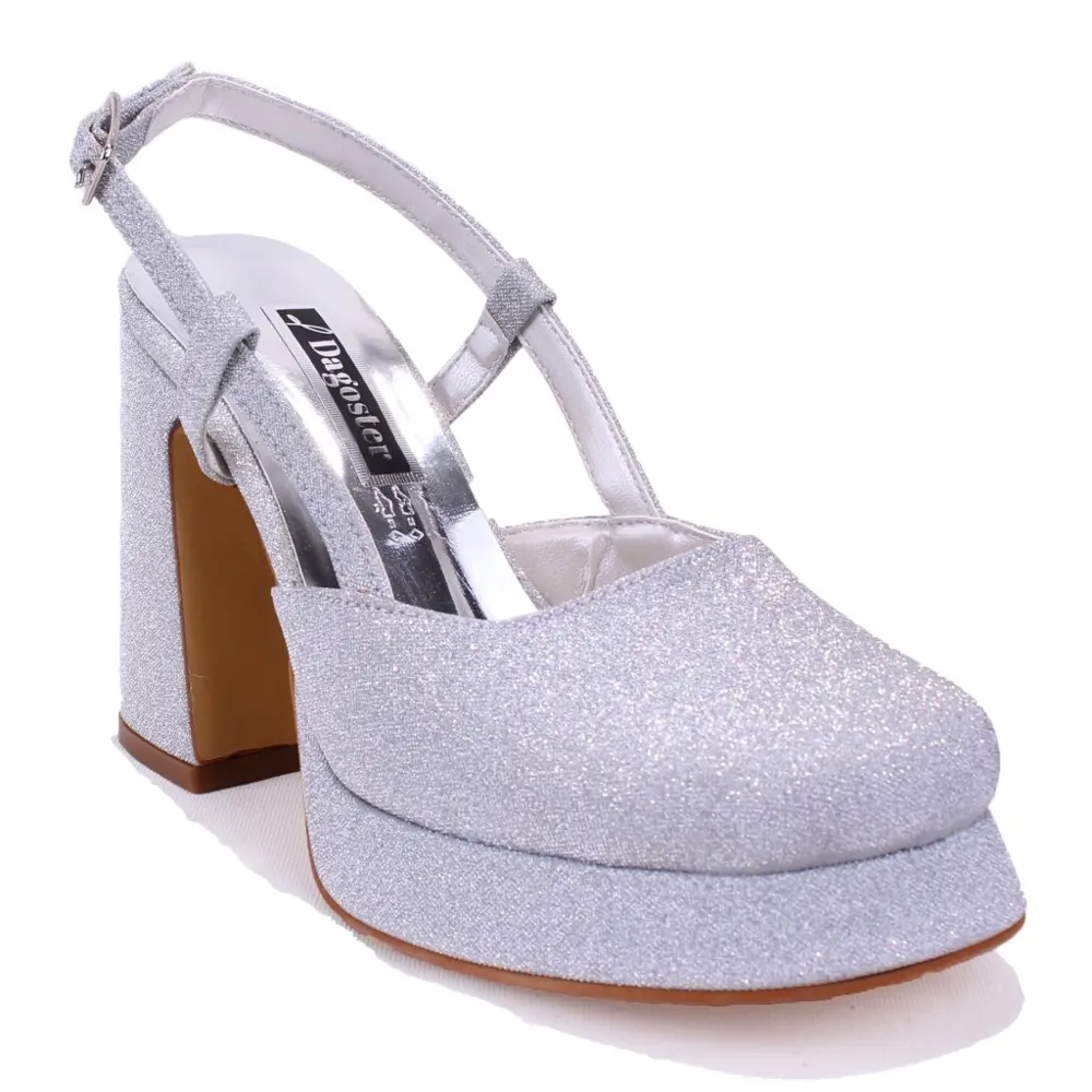 Dagoster DZA07-337560 Gümüş Simli Platform Topuklu Kadın Ayakkab Dagoster DZA07-337560 Gümüş Simli Platform Topuklu Kadın Ayakkab