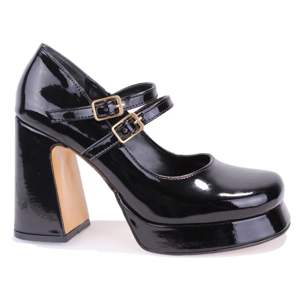 Dagoster DZA07-337566 Siyah Rugan  Platform Topuklu  Kadın Ayakka