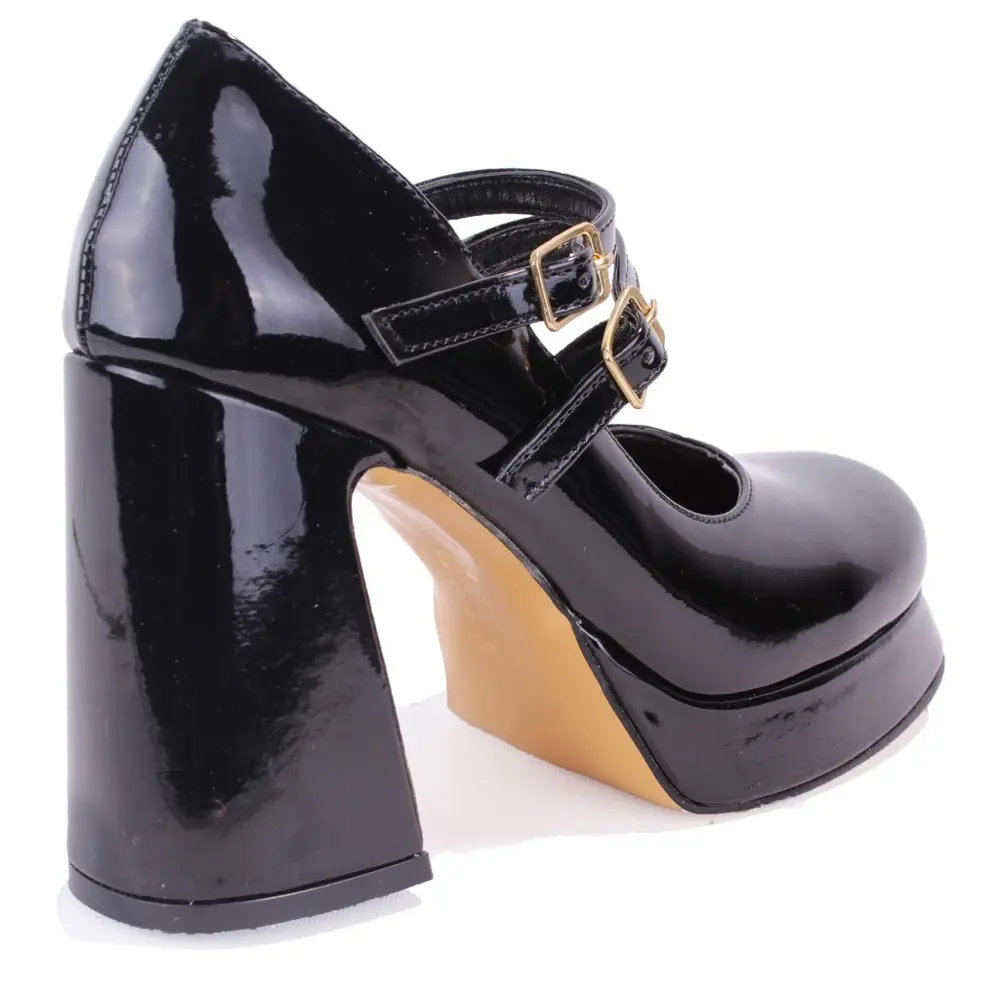 Dagoster DZA07-337566 Siyah Rugan  Platform Topuklu  Kadın Ayakka