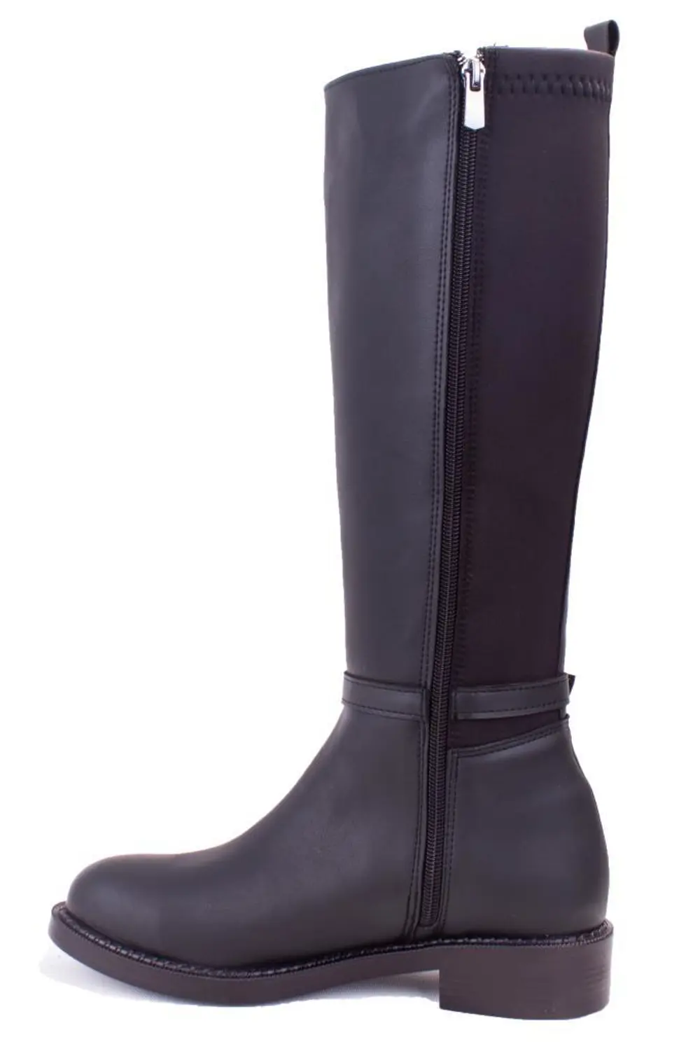 Dagoster DZA07-43624913 Siyah Günlük Streçli Düz Topuk Kadın Çizm