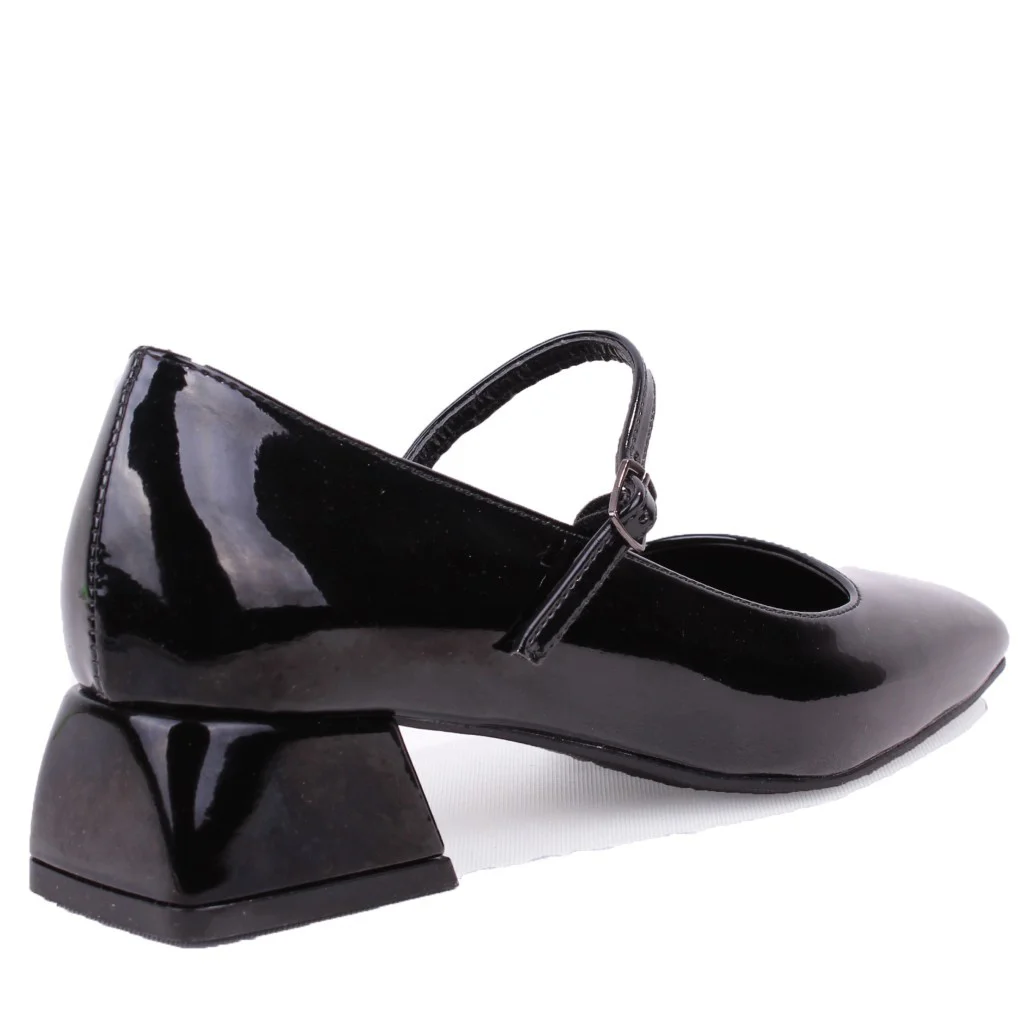 Dagoster DZA07-725101 Siyah Rugan 4 cm Kalın Topuklu Klasik Kadın