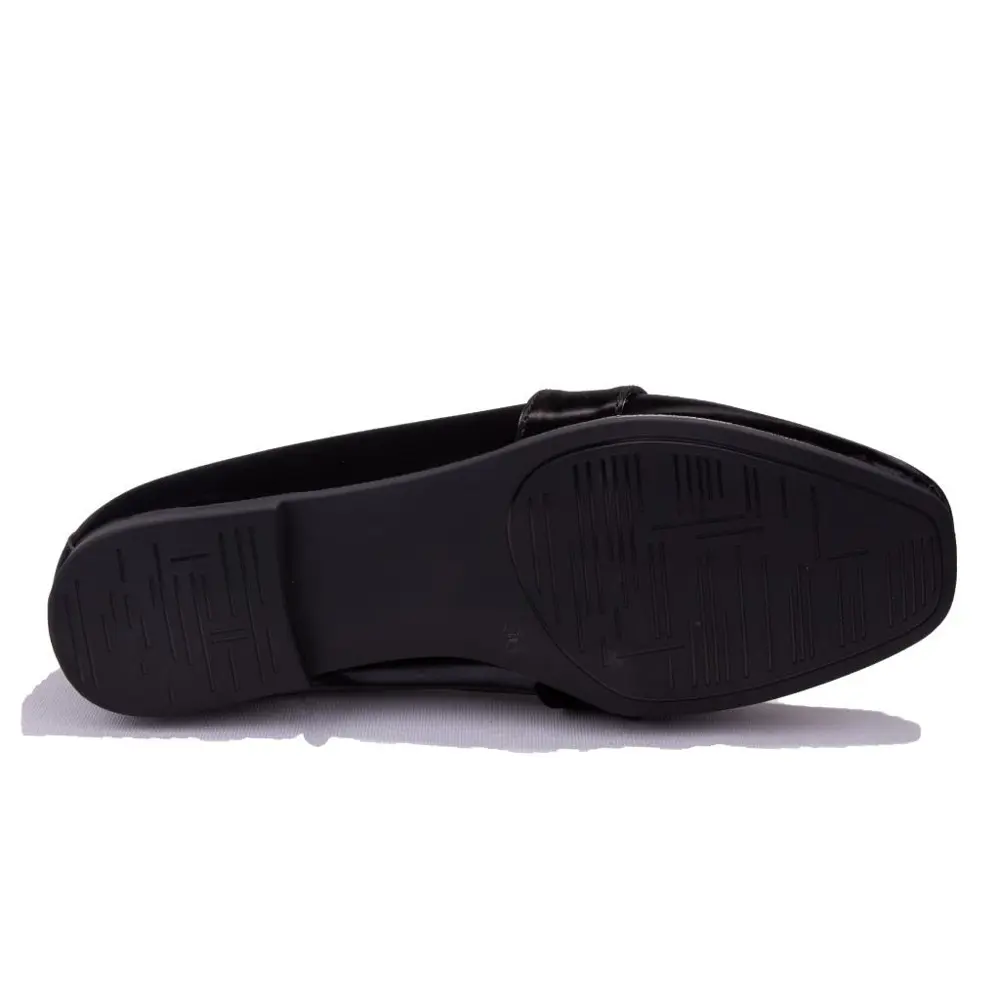 Dagoster DZA07-8692068 Siyah İpek Günlük Babet Kadın Ayakkabı