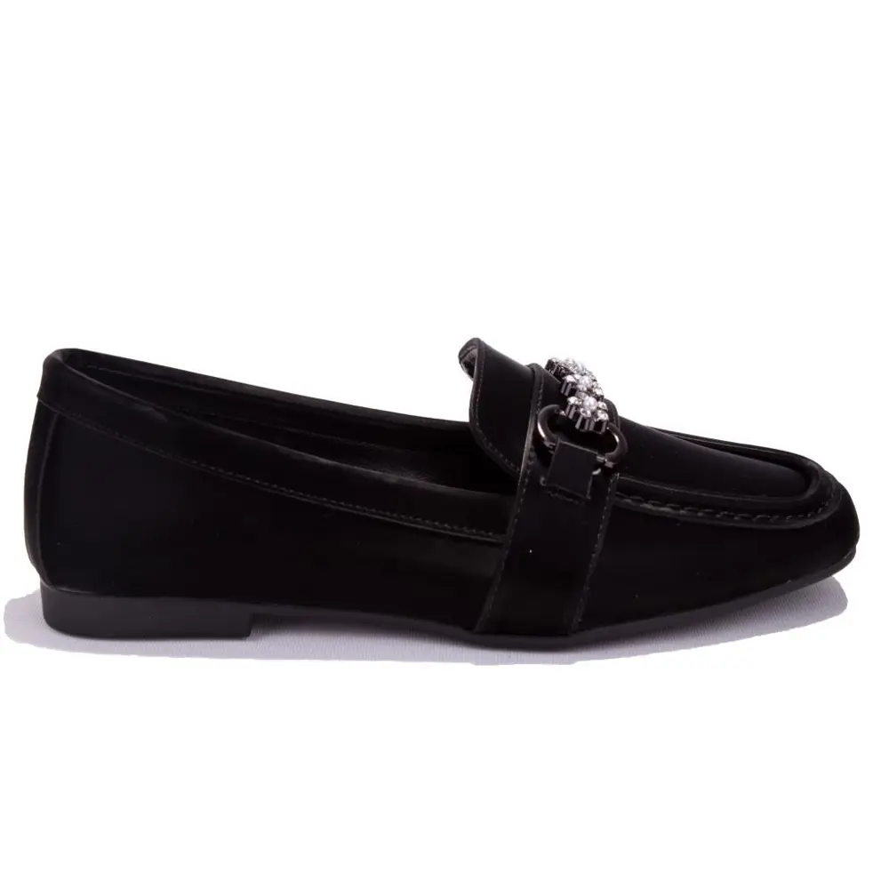 Dagoster DZA07-8692068 Siyah İpek Günlük Babet Kadın Ayakkabı