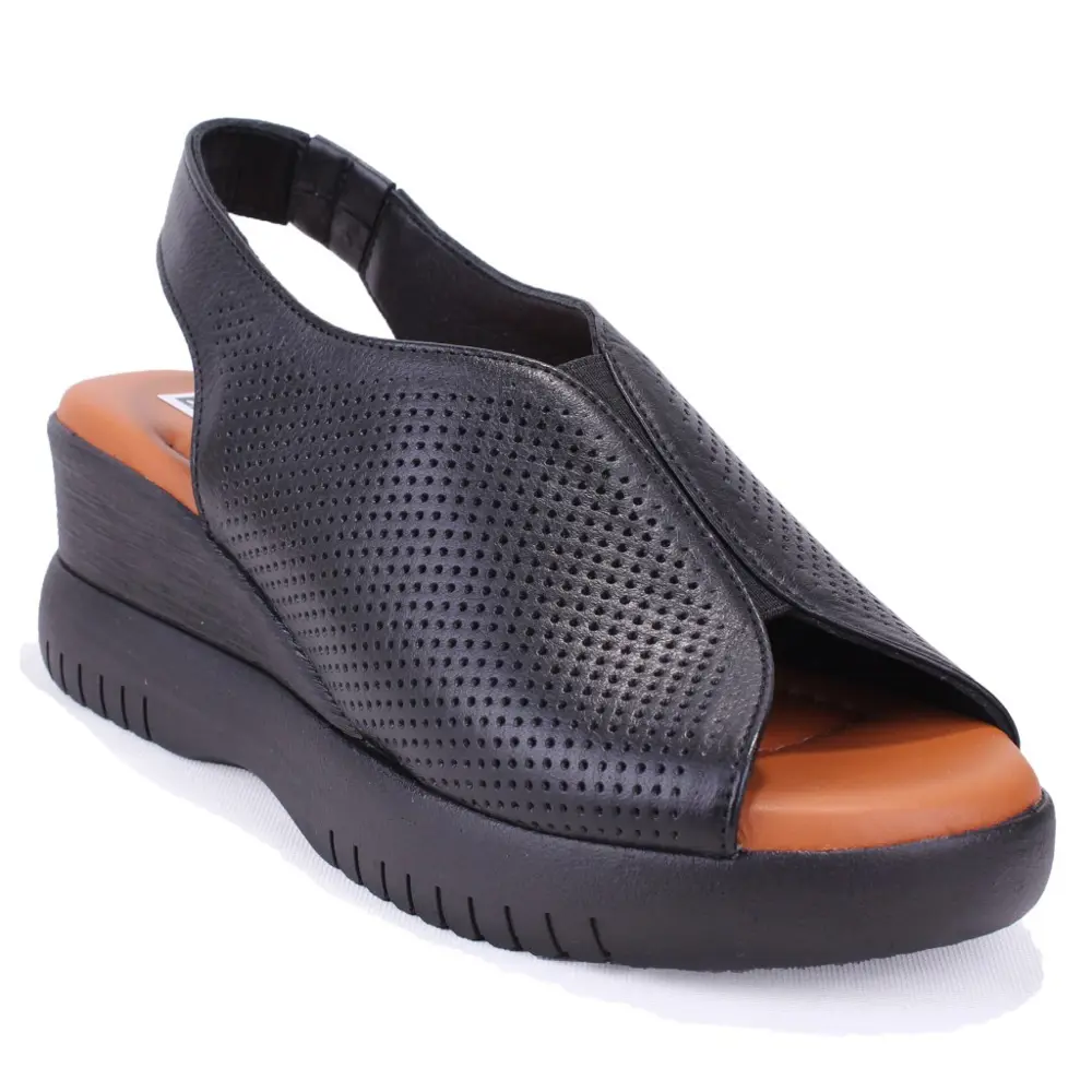 Dagoster DZA07-9972521405 Siyah Günlük Ortopedik Deri Kadın sanda