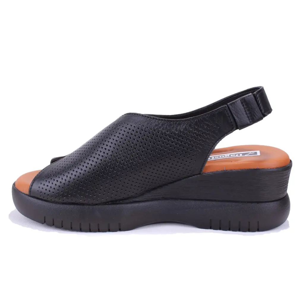 Dagoster DZA07-9972521405 Siyah Günlük Ortopedik Deri Kadın sanda