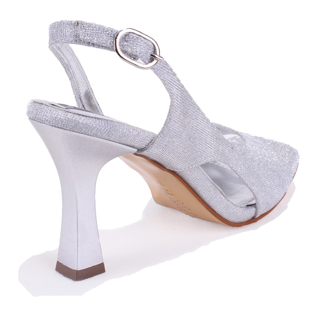 Dagoster  Dza07-928455 Gümüş Simli Abiye Topuklu Kadin Ayakkabi