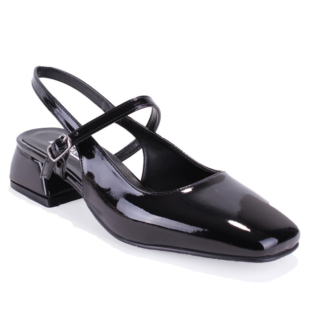 Dagoster  Dza07-81500 Siyah Rugan Klasik Topuklu Kadın Ayakkabı