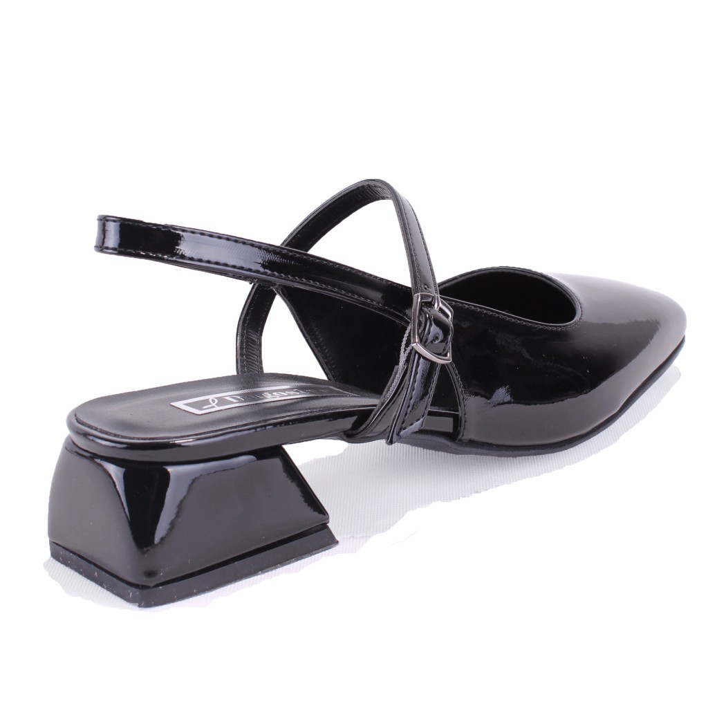 Dagoster  Dza07-81500 Siyah Rugan Klasik Topuklu Kadın Ayakkabı