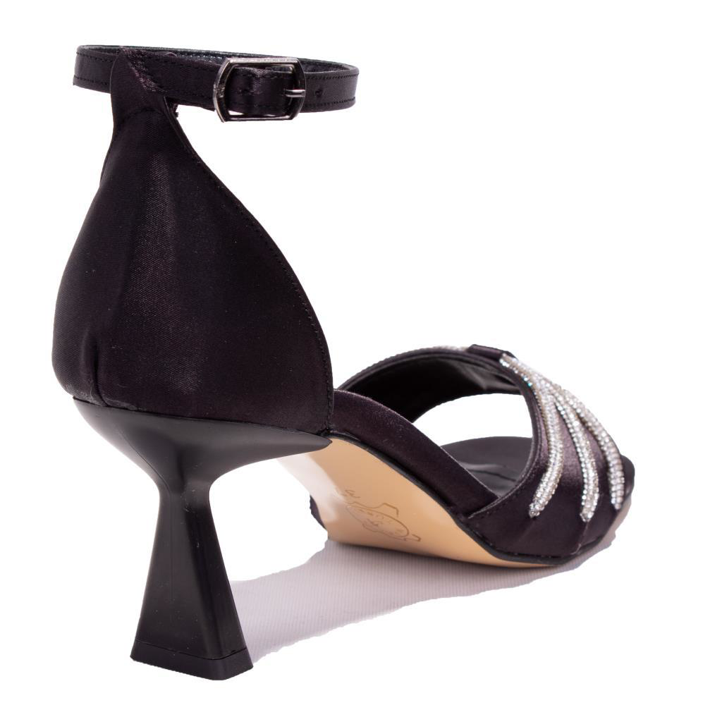 Dagoster  Dza07-1125050 Siyah Saten Taşlı Abiye Topuklu Kadın Ayak