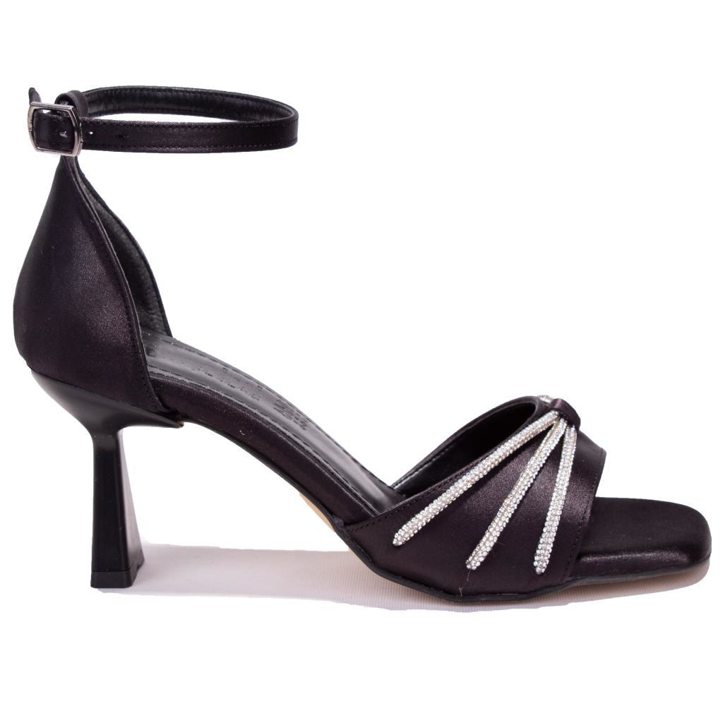 Dagoster  Dza07-1125050 Siyah Saten Taşlı Abiye Topuklu Kadın Ayak