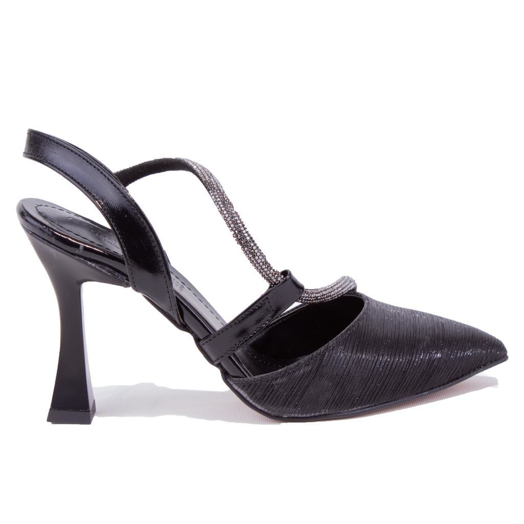 Dagoster  Dza07-396155 Siyah Simli Abiye Topuklu Kadin Ayakkabi