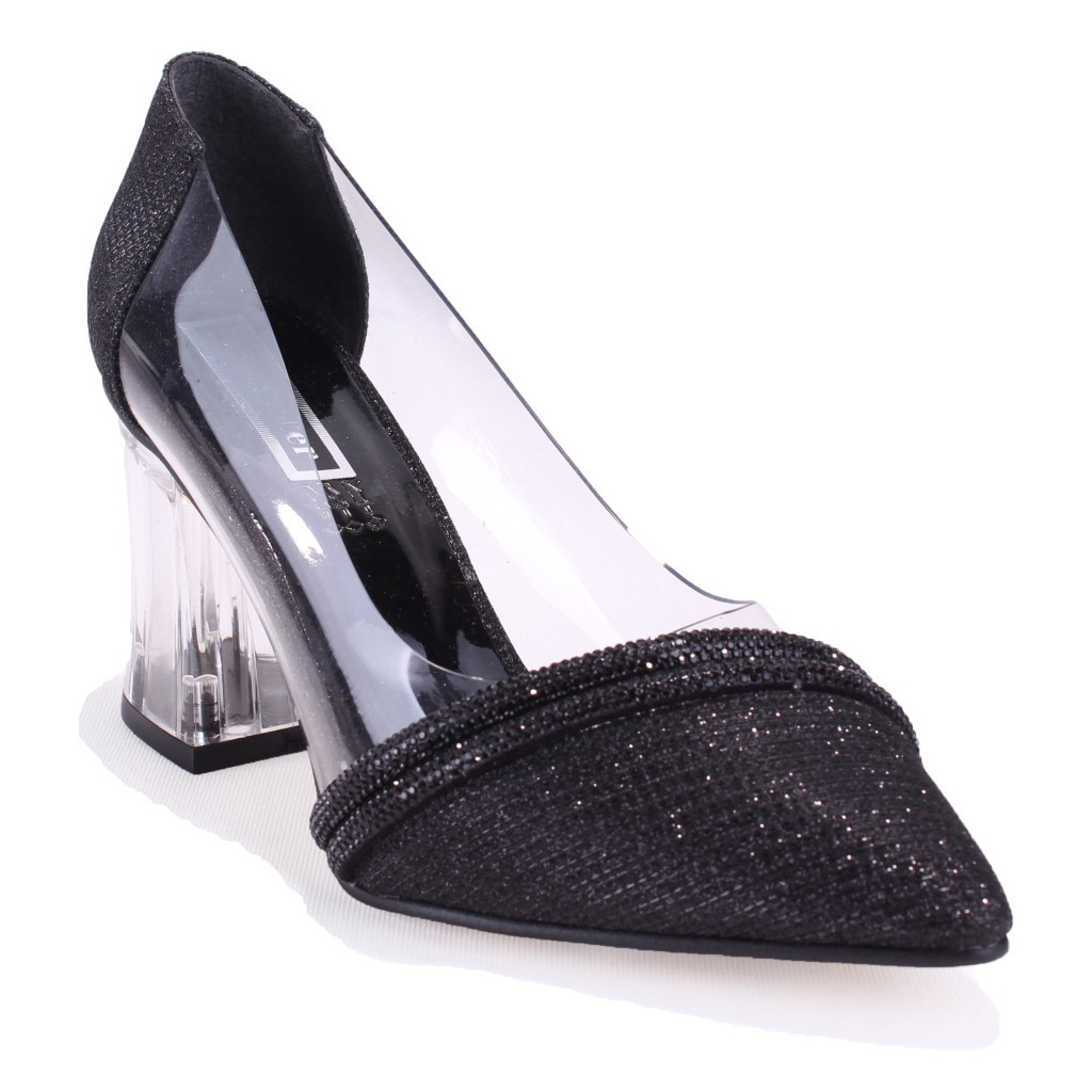 Dagoster  Dza07-11153806 Siyah Şeffaf Topuklu Abiye Kadin Ayakkabi