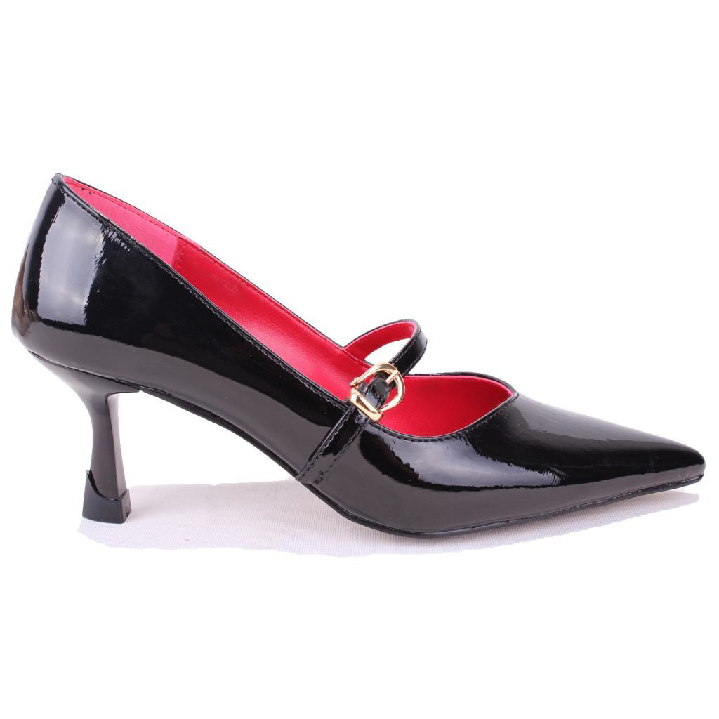 Dagoster  Dza07-389100 Siyah Rugan Stiletto Topuklu Kadın Ayakkabı