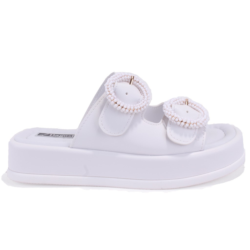 Dagoster Dza07-890784 Beyaz Ortopedik Günlük Taşlı Kadın Terlik Dagoster Dza07-890784 Beyaz Ortopedik Günlük Taşlı Kadın Terlik