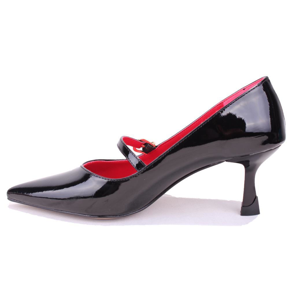 Dagoster  Dza07-389100 Siyah Rugan Stiletto Topuklu Kadın Ayakkabı