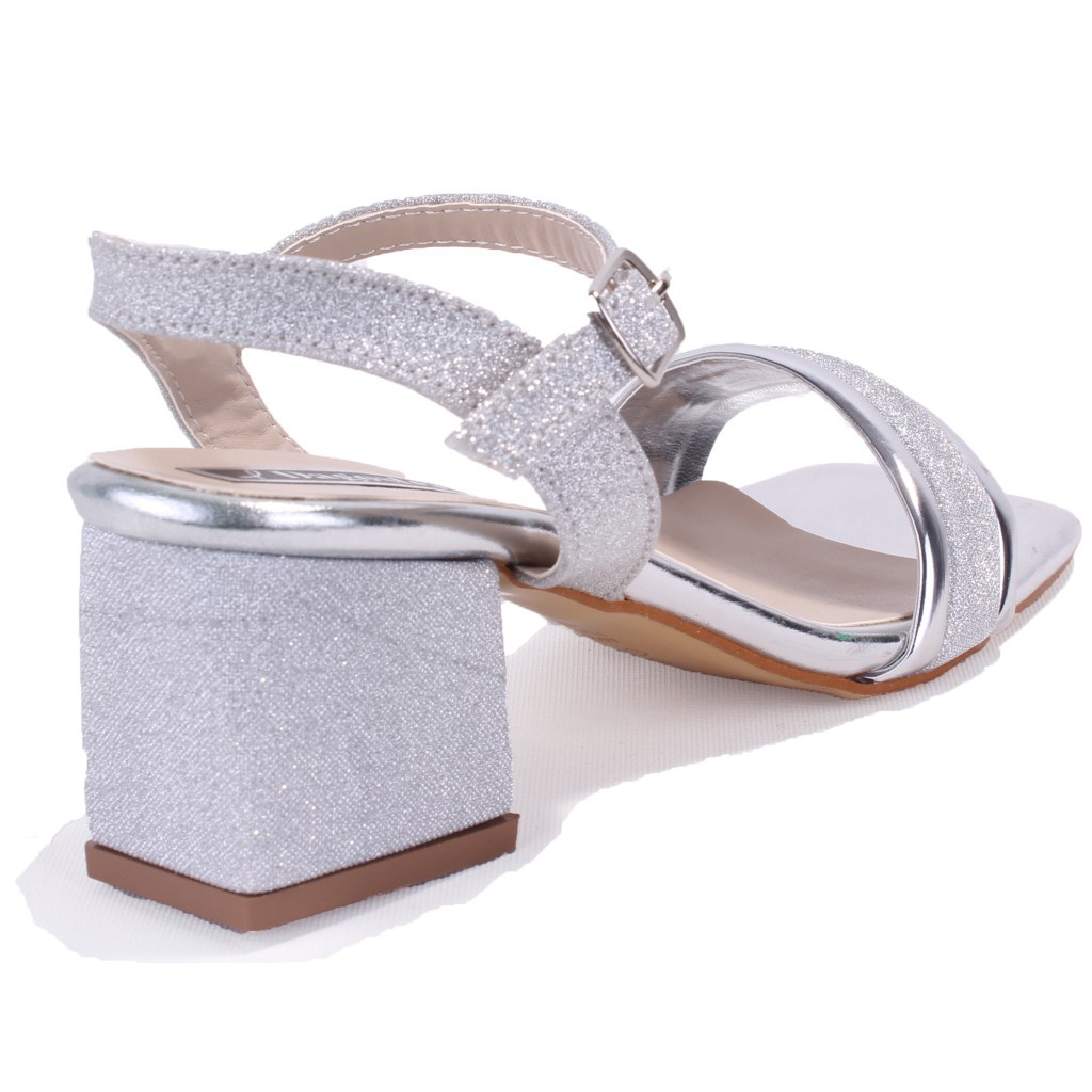 Dagoster  Dza07-12531223 Gümüş Simli Kalin Topuklu Abiye Kadin Aya