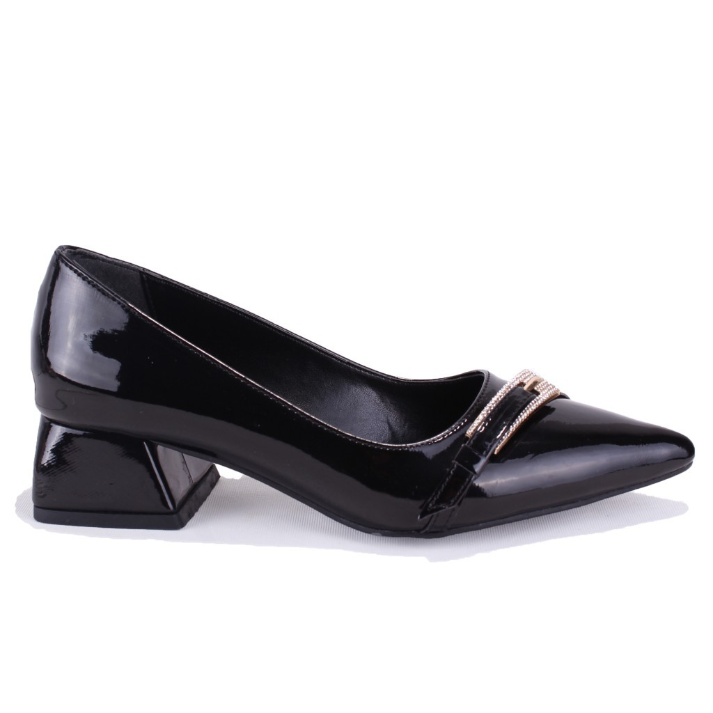 Dagoster  Dza07-1274309 Siyah Rugan Klasik Topuklu Kadın Ayakkabı