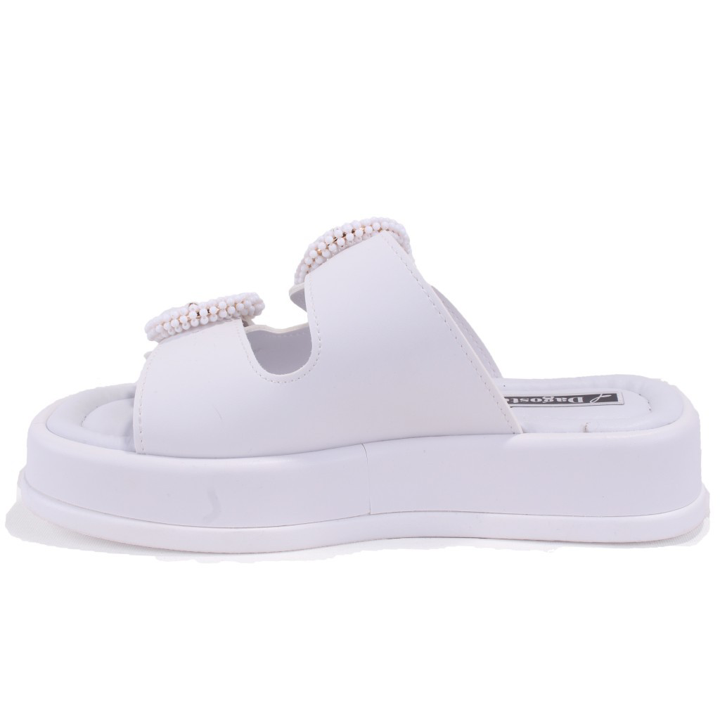 Dagoster Dza07-890784 Beyaz Ortopedik Günlük Taşlı Kadın Terlik Dagoster Dza07-890784 Beyaz Ortopedik Günlük Taşlı Kadın Terlik