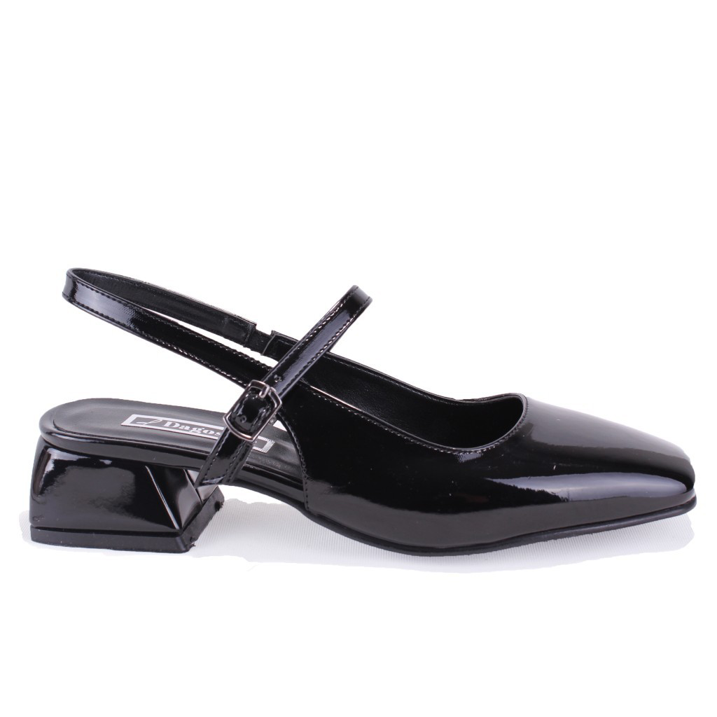 Dagoster  Dza07-81500 Siyah Rugan Klasik Topuklu Kadın Ayakkabı