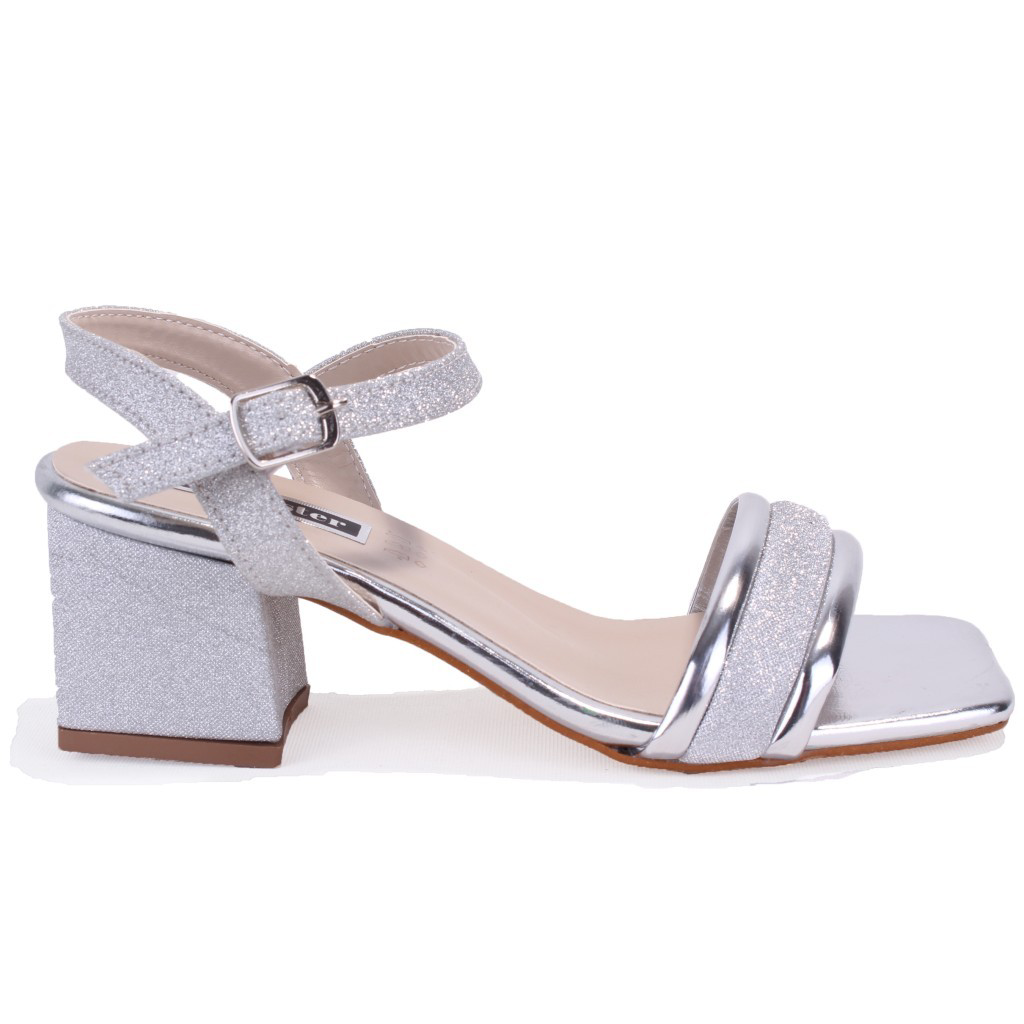 Dagoster  Dza07-12531223 Gümüş Simli Kalin Topuklu Abiye Kadin Aya
