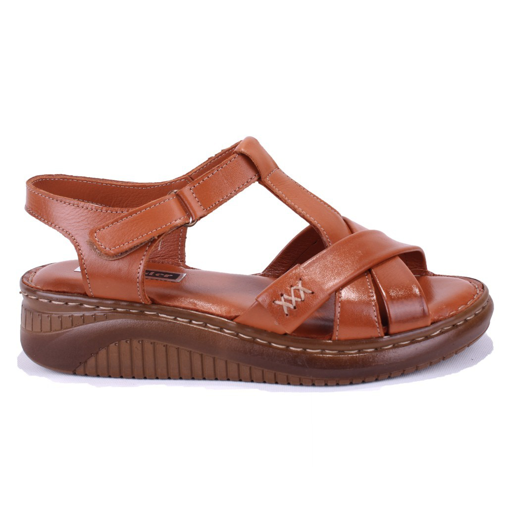 Dagoster  Dza07-77025100 Taba Günlük Ortopedik Deri Kadın Sandalet