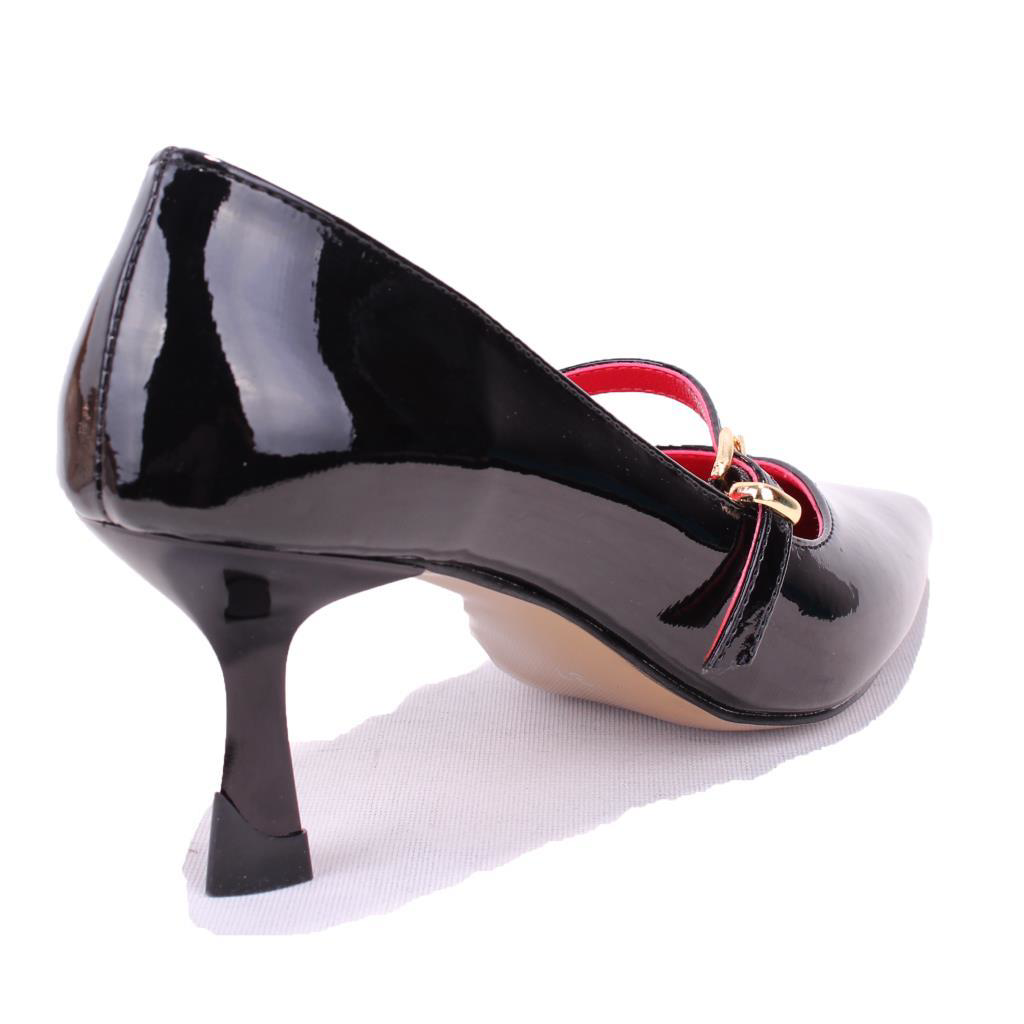 Dagoster  Dza07-389100 Siyah Rugan Stiletto Topuklu Kadın Ayakkabı