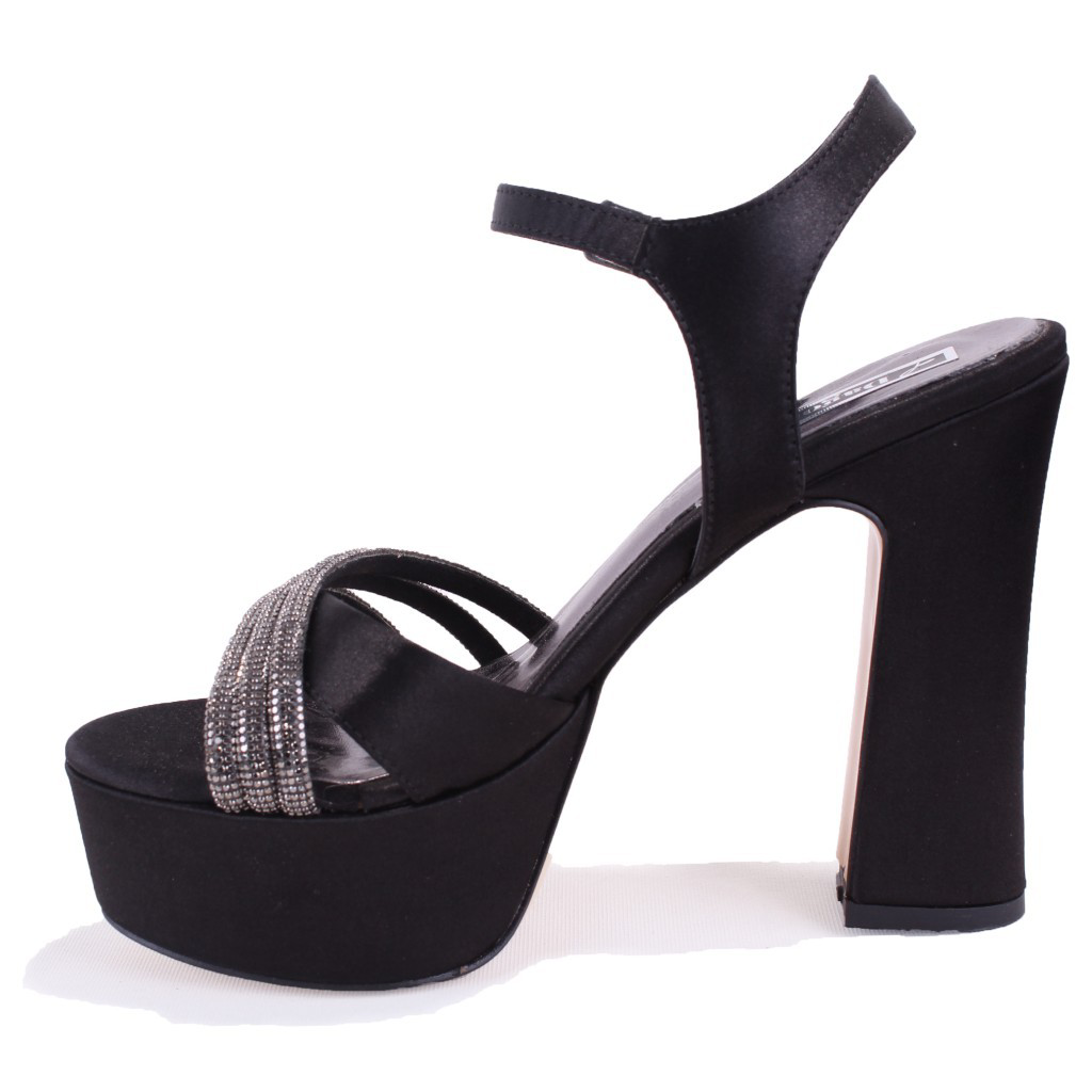 Dagoster  Dza07-337351 Siyah Saten Platform Topuklu  Kadın Ayakkab
