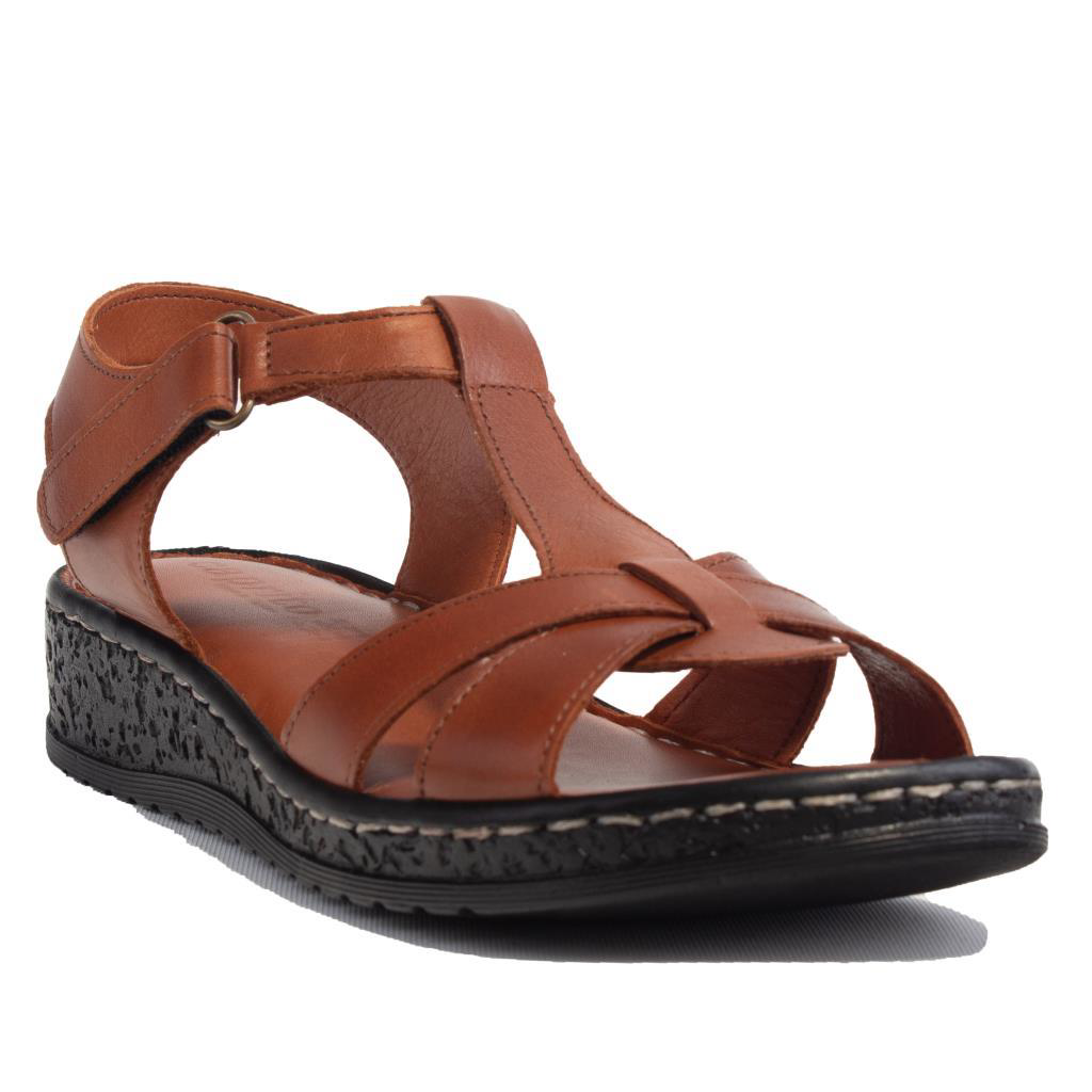 Dagoster  Dza07-60021015 Taba Günlük Ortopedik Deri Kadın Sandalet