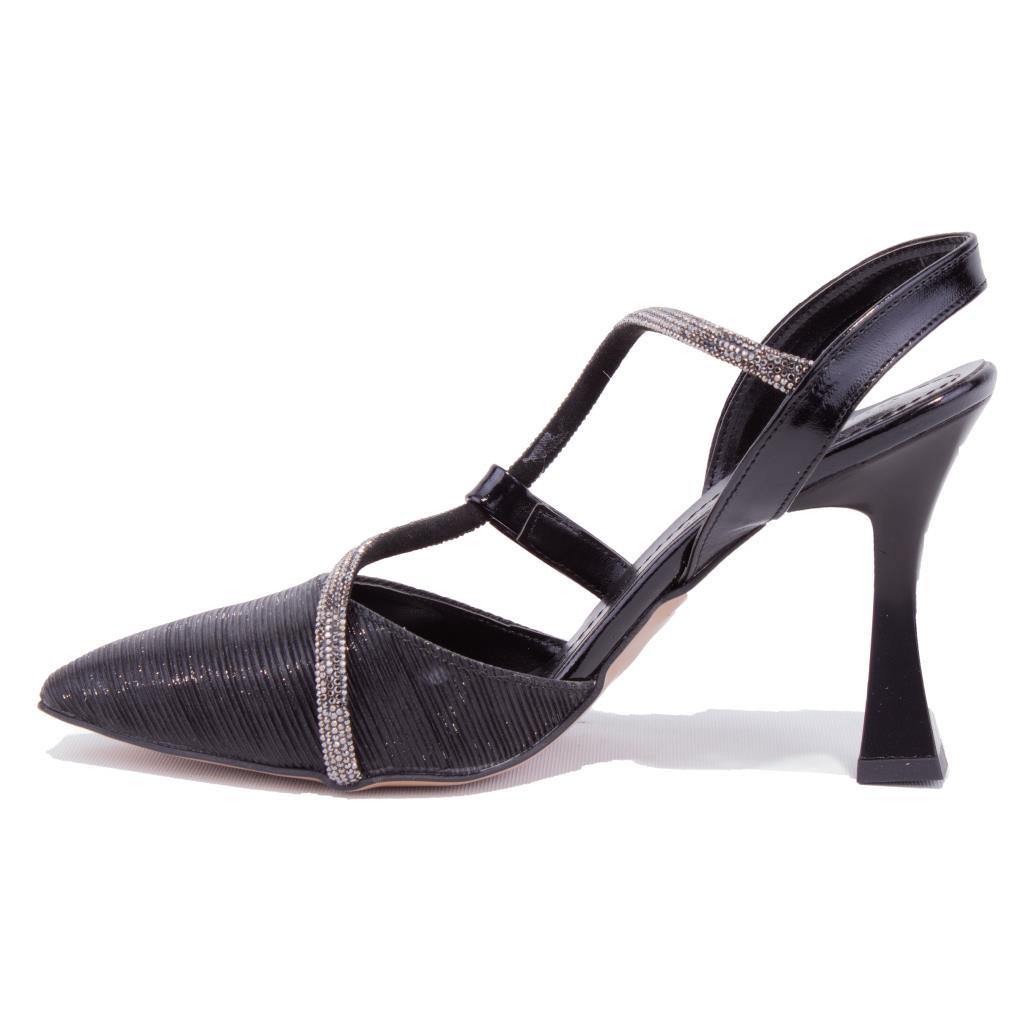 Dagoster  Dza07-396155 Siyah Simli Abiye Topuklu Kadin Ayakkabi